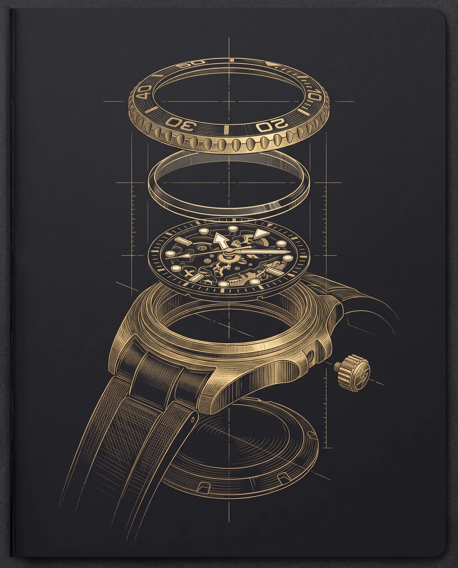 Fully Bespoke: exploded sketch of every watch component